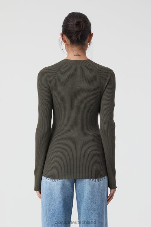 Kleidung Armeegrün 0RP8Z426 CLOSED geripptes Langarmshirt Frauen