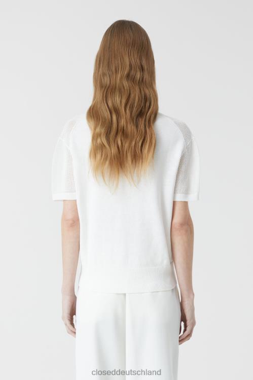 Kleidung Elfenbein 0RP8Z1452 CLOSED Kurzarm-Rundhalsausschnitt Frauen