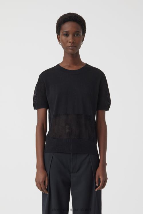 Kleidung Schwarz 0RP8Z1453 CLOSED Kurzarm-Rundhalsausschnitt Frauen