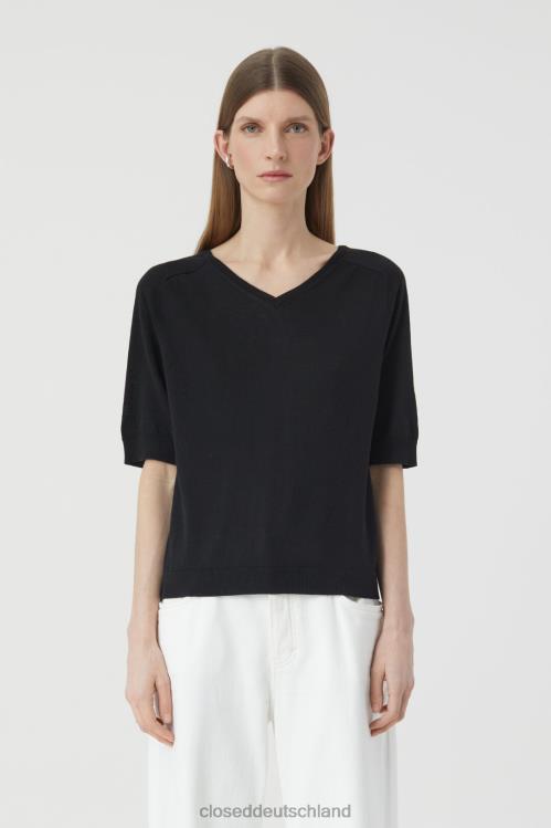 Kleidung Schwarz 0RP8Z1492 CLOSED Kurzarm mit V-Ausschnitt Frauen