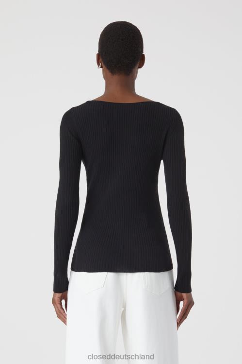 Kleidung Schwarz 0RP8Z1496 CLOSED Langarmshirt mit V-Ausschnitt Frauen
