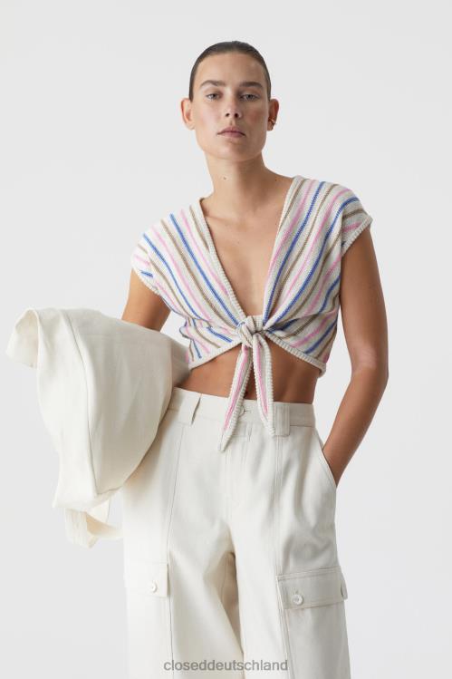 Kleidung Weiß 0RP8Z1471 CLOSED geknotete Strickweste Frauen