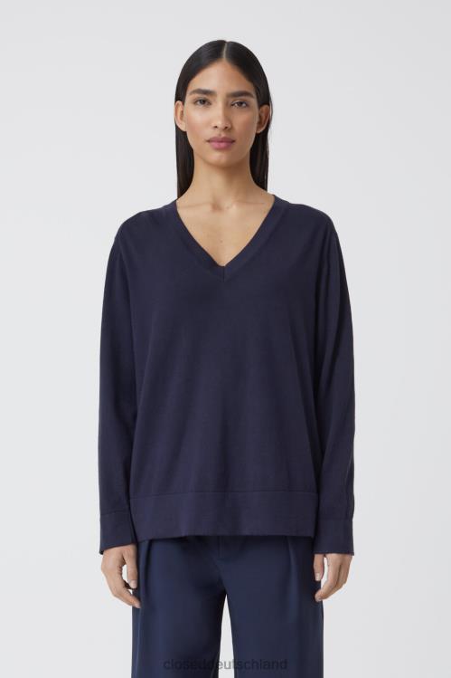 Kleidung dunkle Nacht 0RP8Z1475 CLOSED V-Ausschnitt gestrickt Frauen