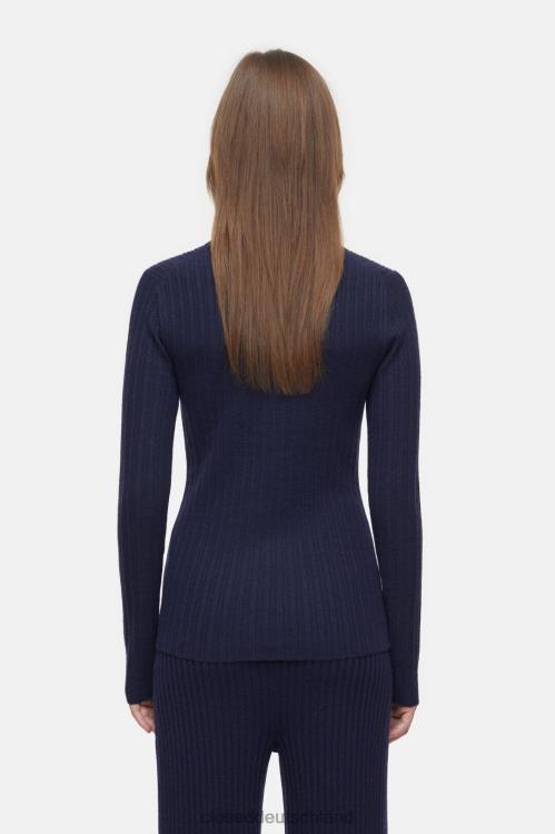 Kleidung dunkle Nacht 0RP8Z381 CLOSED Langarmshirt mit Kaschmir Frauen