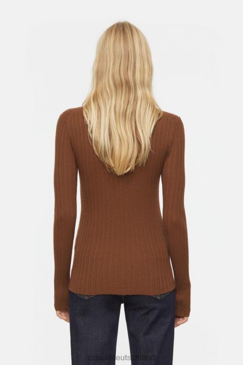 Kleidung kastanienbraun 0RP8Z374 CLOSED Langarmshirt mit Kaschmir Frauen