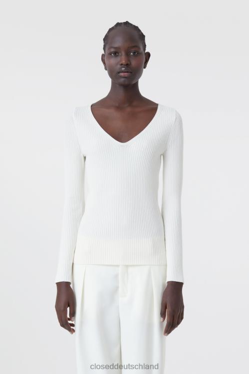 Kleidung naturfarben 0RP8Z1495 CLOSED Langarmshirt mit V-Ausschnitt Frauen