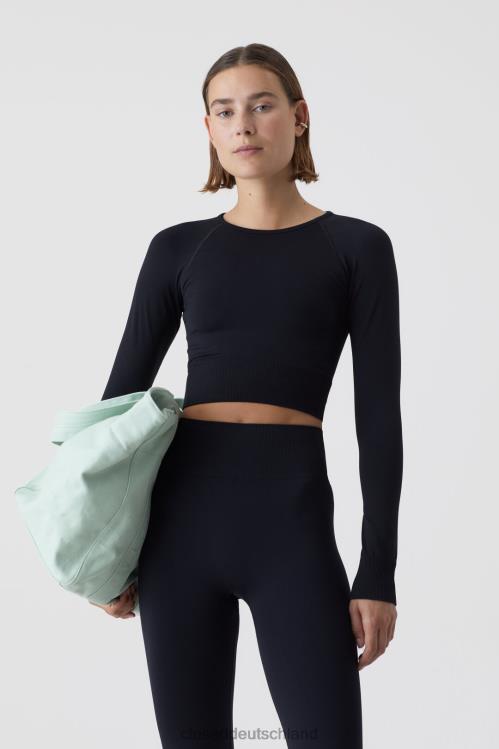 Kleidung Schwarz 0RP8Z1656 CLOSED Kurzes Raglan-Langarmshirt Frauen