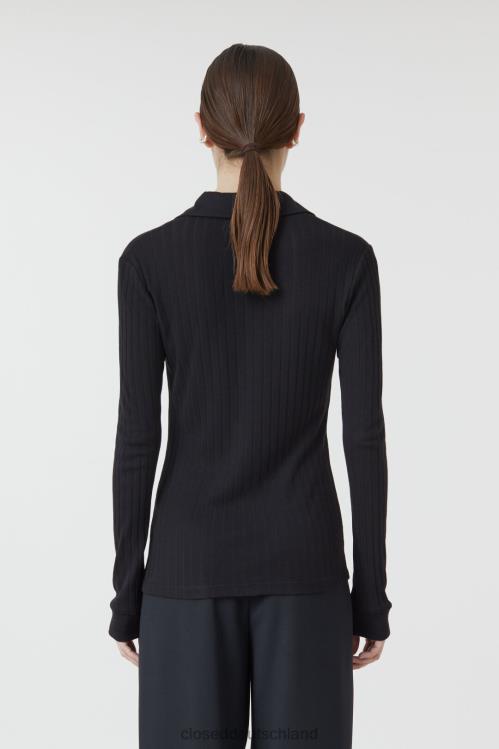 Kleidung Schwarz 0RP8Z1690 CLOSED Langarmshirt aus Baumwolle und Modal Frauen