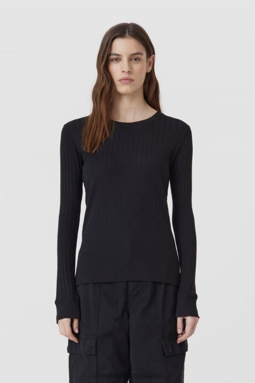 Kleidung Schwarz 0RP8Z1730 CLOSED Langarmshirt aus Baumwolle und Modal Frauen