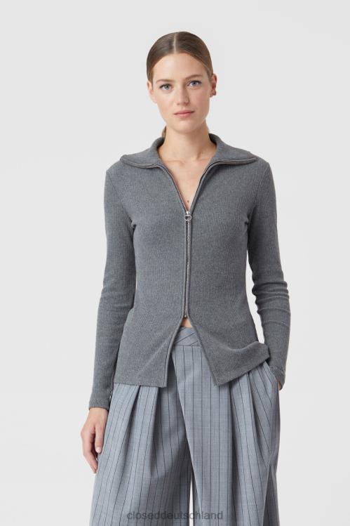 Kleidung dunkelgrau meliert 0RP8Z1725 CLOSED Rollkragenpullover mit Reißverschluss Frauen