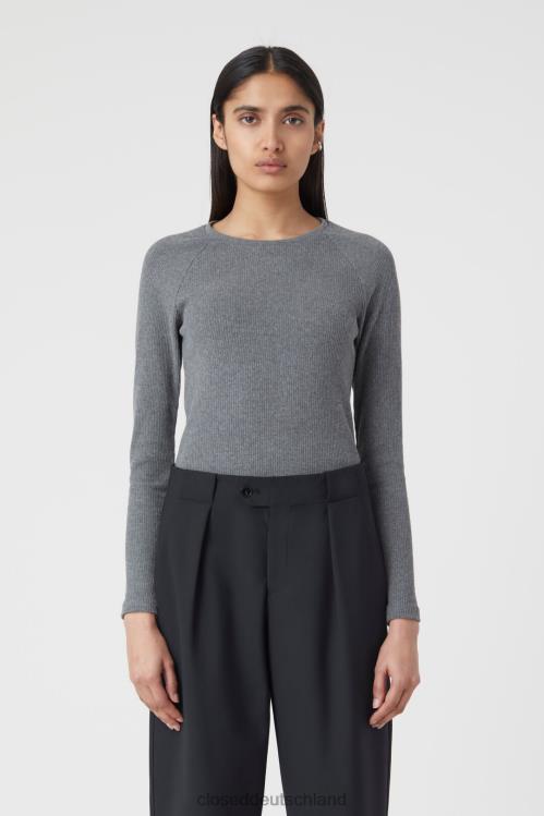 Kleidung dunkelgrau meliert 0RP8Z1734 CLOSED Raglan-Langarmshirt Frauen