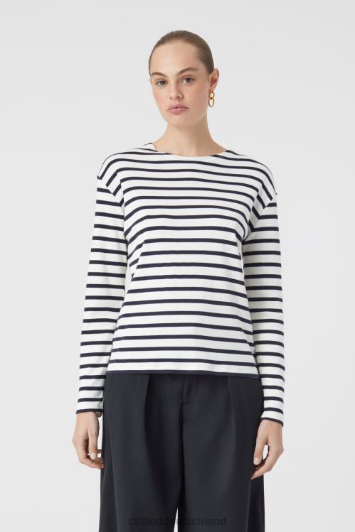 Kleidung dunkle Nacht 0RP8Z1618 CLOSED gestreiftes Langarmshirt Frauen