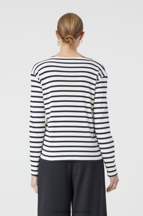 Kleidung dunkle Nacht 0RP8Z1618 CLOSED gestreiftes Langarmshirt Frauen