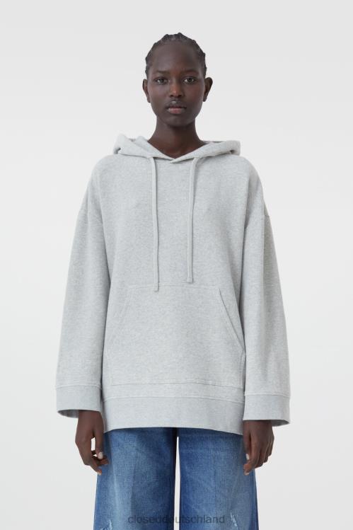 Kleidung hellgrau meliert 0RP8Z1715 CLOSED Amerikanischer Fleece-Kapuzenpullover Frauen