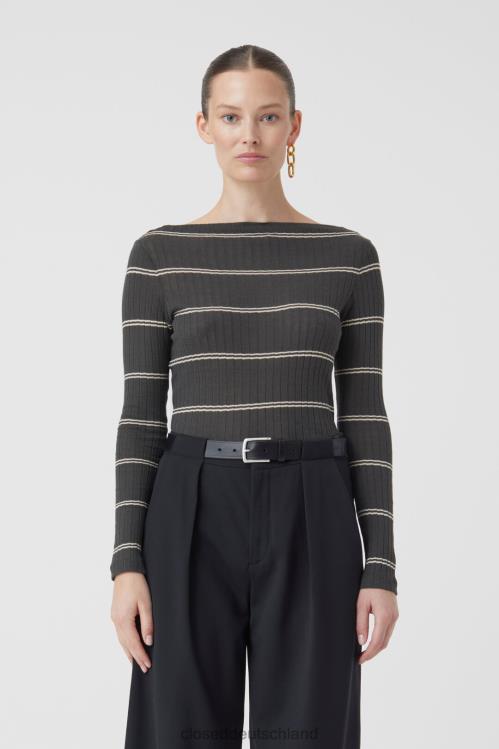 Kleidung schwarz gewaschen 0RP8Z1659 CLOSED Langarmshirt mit Stehkragen Frauen