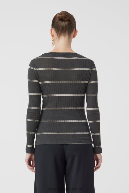 Kleidung schwarz gewaschen 0RP8Z1659 CLOSED Langarmshirt mit Stehkragen Frauen