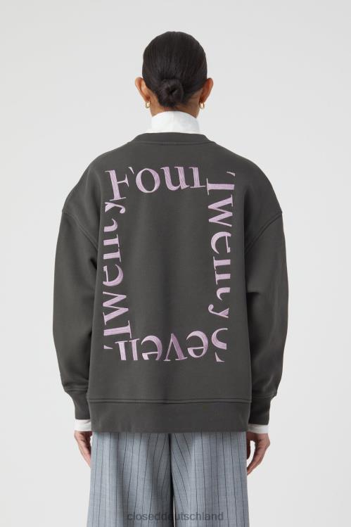 Kleidung schwarz gewaschen 0RP8Z1727 CLOSED Rundhalsausschnitt mit Stickerei Frauen