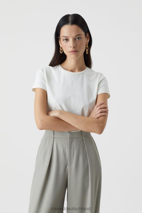 Kleidung Elfenbein 0RP8Z1642 CLOSED Basic-T-Shirt aus Baumwolle Frauen