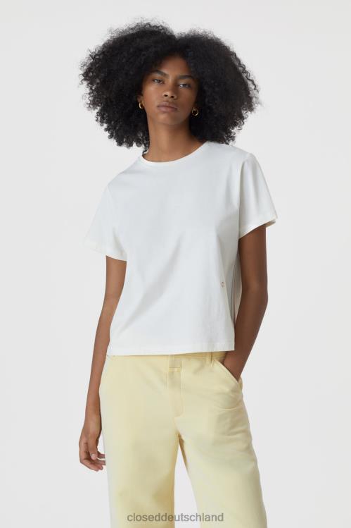 Kleidung Elfenbein 0RP8Z1652 CLOSED besticktes T-Shirt Frauen