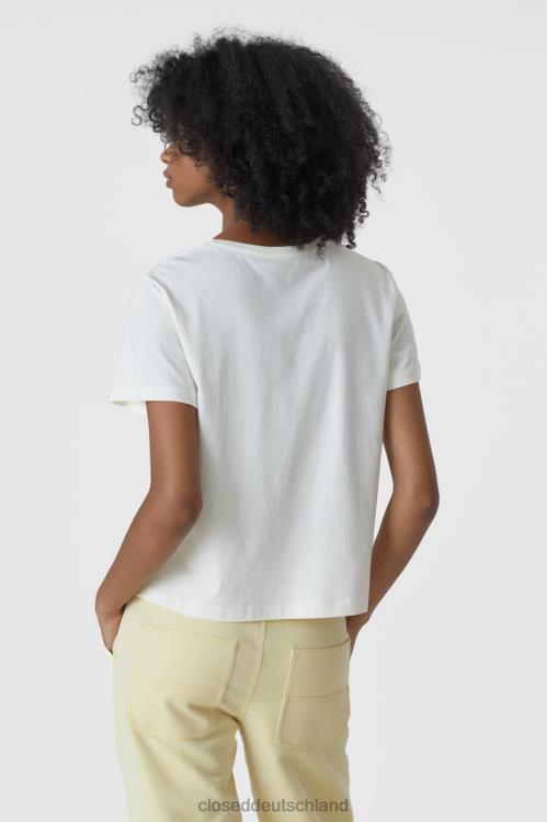 Kleidung Elfenbein 0RP8Z1652 CLOSED besticktes T-Shirt Frauen