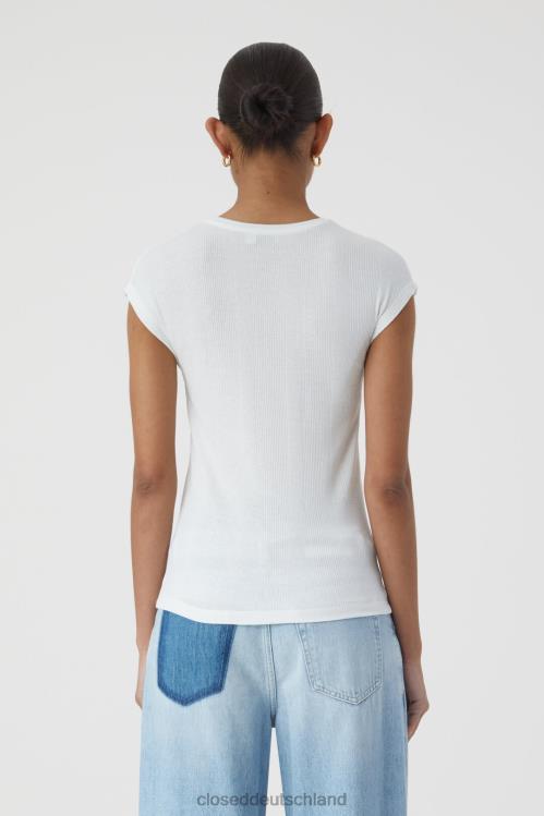 Kleidung Elfenbein 0RP8Z1680 CLOSED T-Shirt mit Rippstrick Frauen