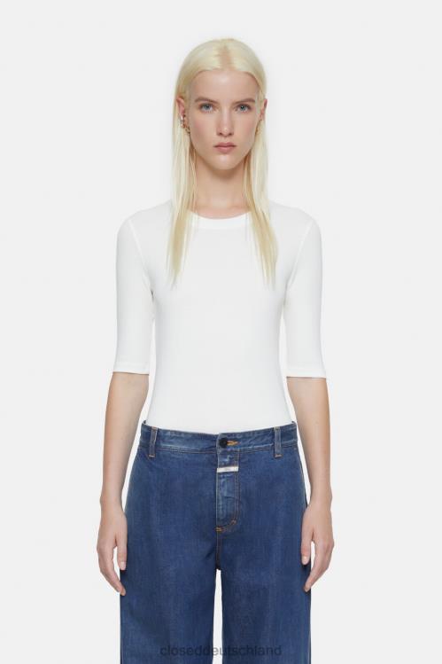 Kleidung Elfenbein 0RP8Z549 CLOSED T-Shirt aus Baumwolle und Modal Frauen