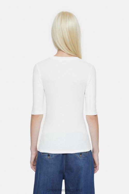Kleidung Elfenbein 0RP8Z549 CLOSED T-Shirt aus Baumwolle und Modal Frauen