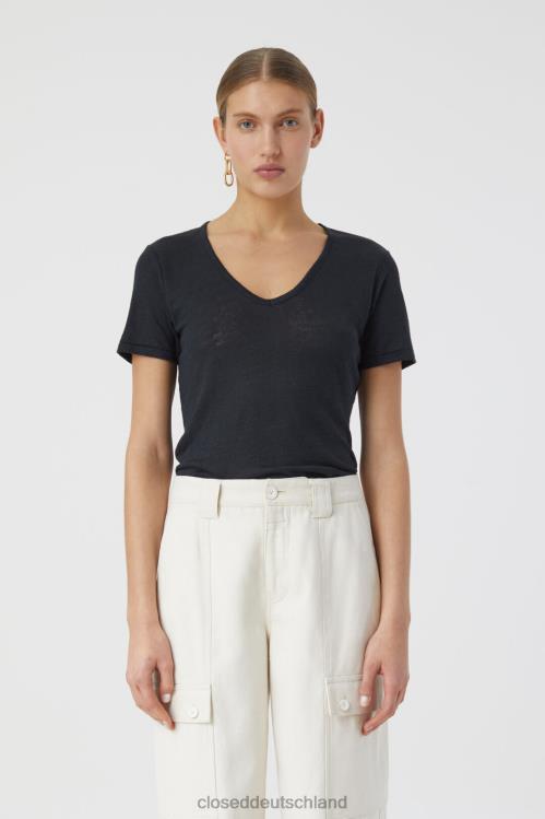 Kleidung Schwarz 0RP8Z1637 CLOSED Leinen-T-Shirt Frauen