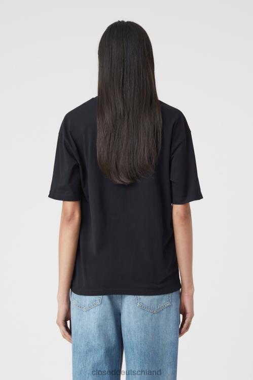 Kleidung Schwarz 0RP8Z1639 CLOSED Basic-T-Shirt mit V-Ausschnitt Frauen