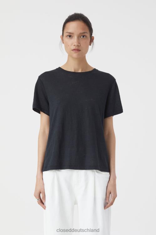 Kleidung Schwarz 0RP8Z1646 CLOSED Leinen-T-Shirt Frauen