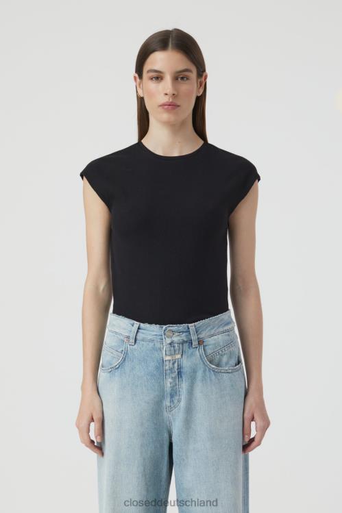 Kleidung Schwarz 0RP8Z1682 CLOSED T-Shirt mit Rippstrick Frauen