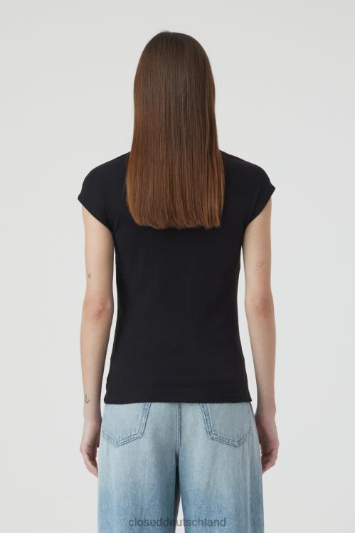 Kleidung Schwarz 0RP8Z1682 CLOSED T-Shirt mit Rippstrick Frauen
