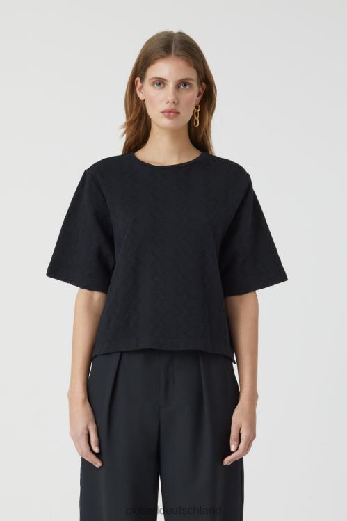 Kleidung Schwarz 0RP8Z1691 CLOSED Kastenförmiges T-Shirt aus Bio-Baumwolle Frauen