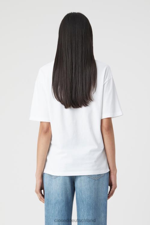 Kleidung Weiß 0RP8Z1638 CLOSED Basic-T-Shirt mit V-Ausschnitt Frauen