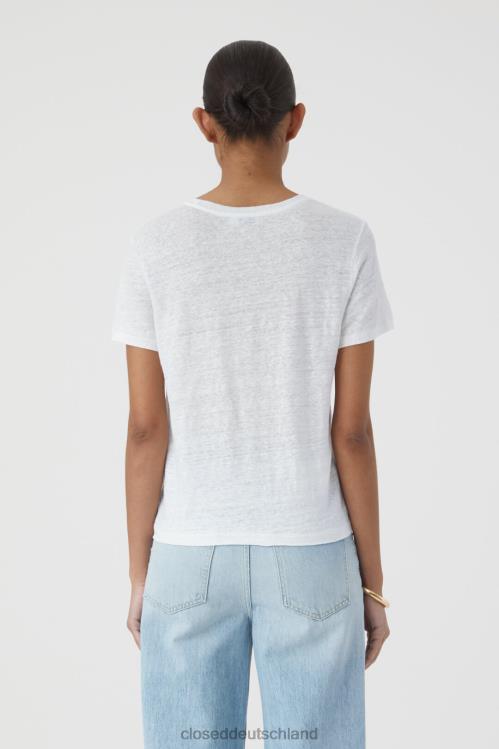 Kleidung Weiß 0RP8Z1644 CLOSED Leinen-T-Shirt Frauen