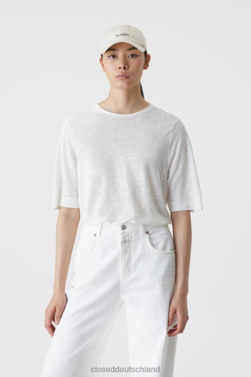 Kleidung Weiß 0RP8Z1647 CLOSED Leinen-T-Shirt Frauen