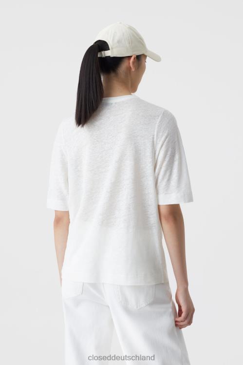 Kleidung Weiß 0RP8Z1647 CLOSED Leinen-T-Shirt Frauen