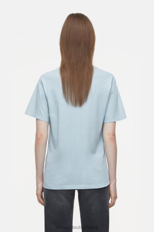 Kleidung blaues Wasser 0RP8Z509 CLOSED T-Shirt mit Stickerei Frauen