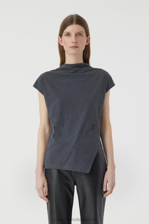 Kleidung dunkelgrau meliert 0RP8Z503 CLOSED T-Shirt mit Schlitz Frauen