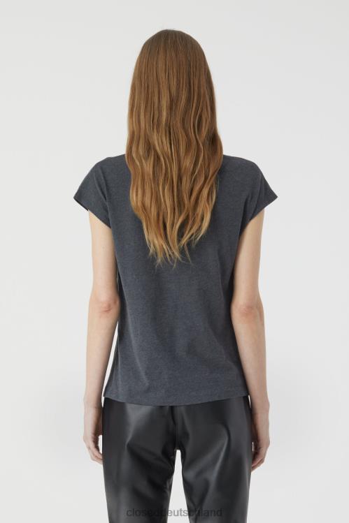 Kleidung dunkelgrau meliert 0RP8Z503 CLOSED T-Shirt mit Schlitz Frauen