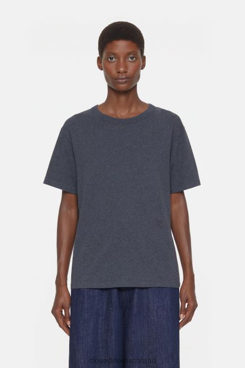 Kleidung dunkelgrau meliert 0RP8Z531 CLOSED T-Shirt mit Stickerei Frauen
