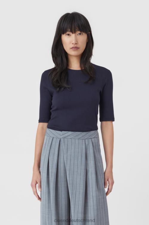 Kleidung dunkle Nacht 0RP8Z1631 CLOSED T-Shirt aus Baumwolle und Modal Frauen