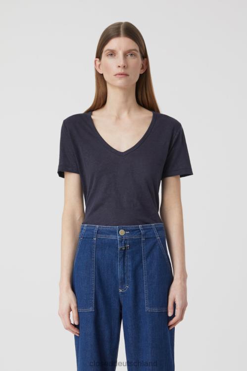 Kleidung dunkle Nacht 0RP8Z1636 CLOSED Leinen-T-Shirt Frauen