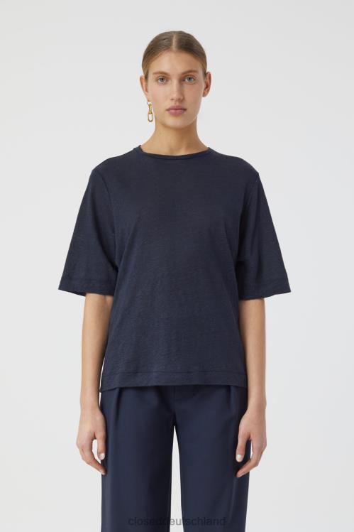 Kleidung dunkle Nacht 0RP8Z1650 CLOSED Leinen-T-Shirt Frauen