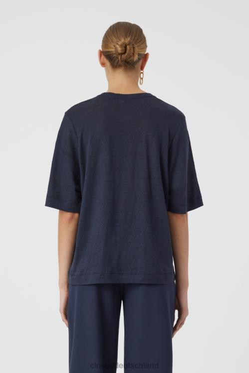 Kleidung dunkle Nacht 0RP8Z1650 CLOSED Leinen-T-Shirt Frauen