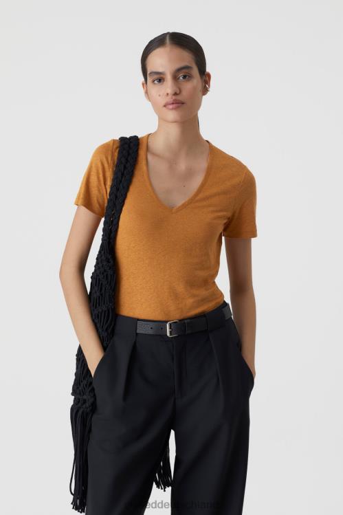 Kleidung goldener Zimt 0RP8Z1634 CLOSED Leinen-T-Shirt Frauen