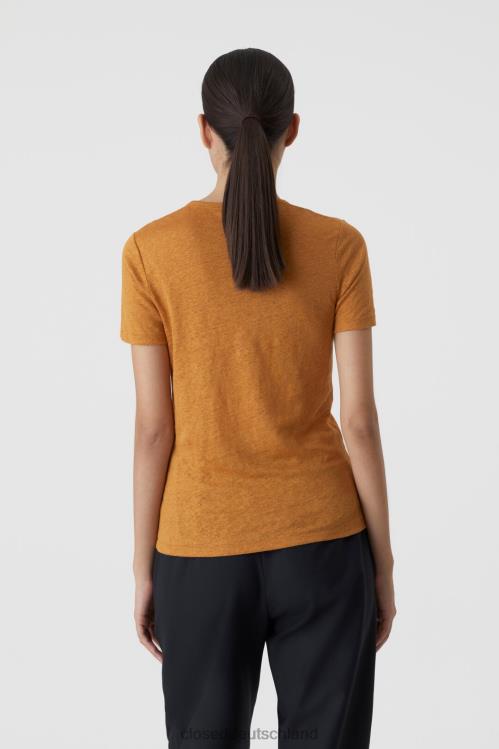 Kleidung goldener Zimt 0RP8Z1634 CLOSED Leinen-T-Shirt Frauen