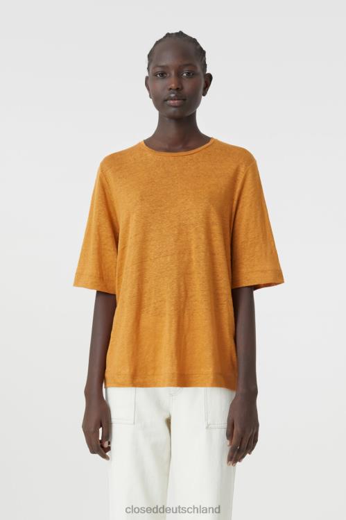 Kleidung goldener Zimt 0RP8Z1649 CLOSED Leinen-T-Shirt Frauen
