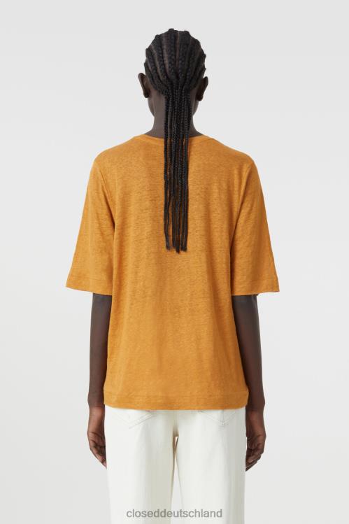 Kleidung goldener Zimt 0RP8Z1649 CLOSED Leinen-T-Shirt Frauen