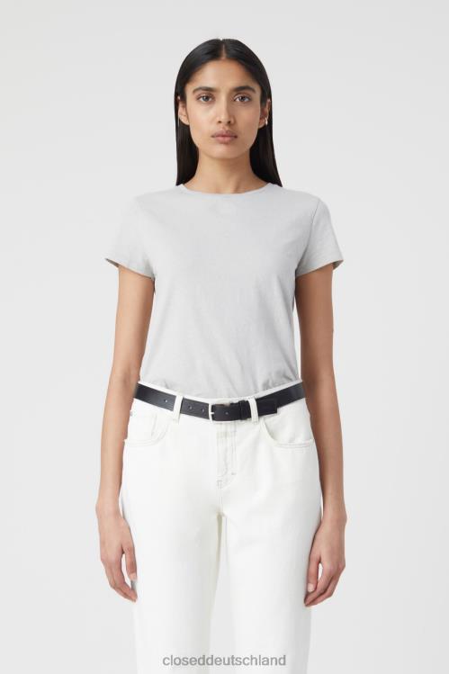 Kleidung grauer Alabaster 0RP8Z1733 CLOSED Basic-T-Shirt aus Baumwolle Frauen